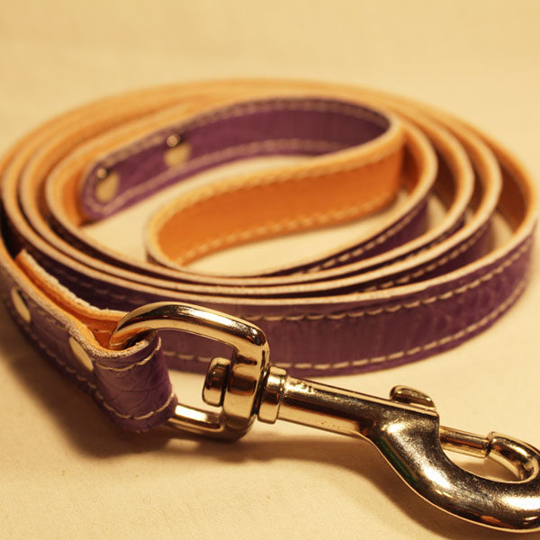 Lavender leather dog leash