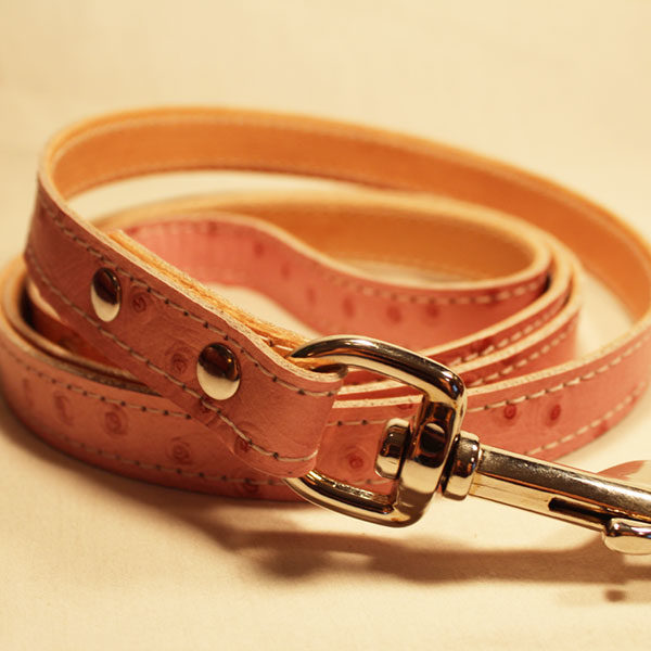 Pink leather dog leash