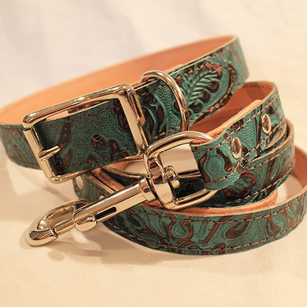 medium dog collar and leash combo